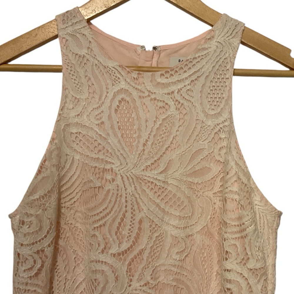 Babaton white lace over pink Halter Mini shift Dress Size 4 - Picture 4 of 13